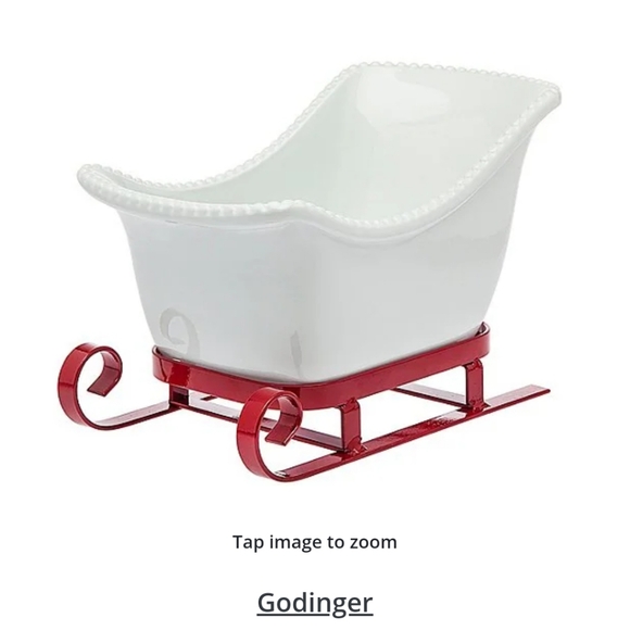 Godinger Christmas Sleigh Salad Bowl NWT - Picture 2 of 10